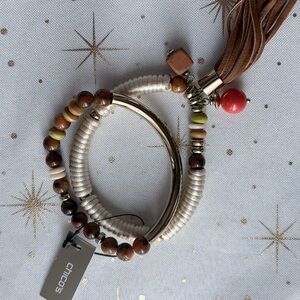 Chicos Beaded Bracelet Set with Tassel